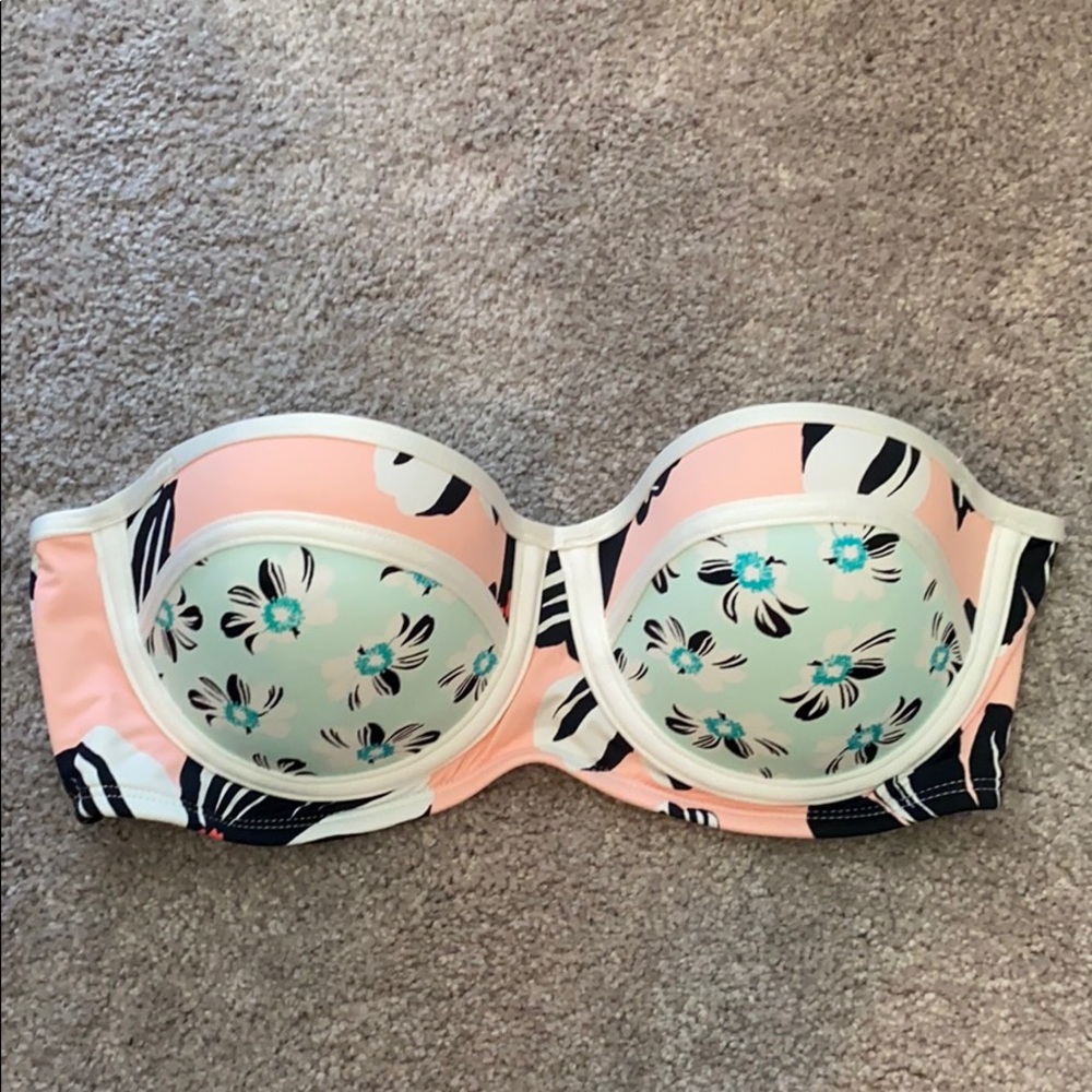 Strapless Swimsuit floral top-push-up